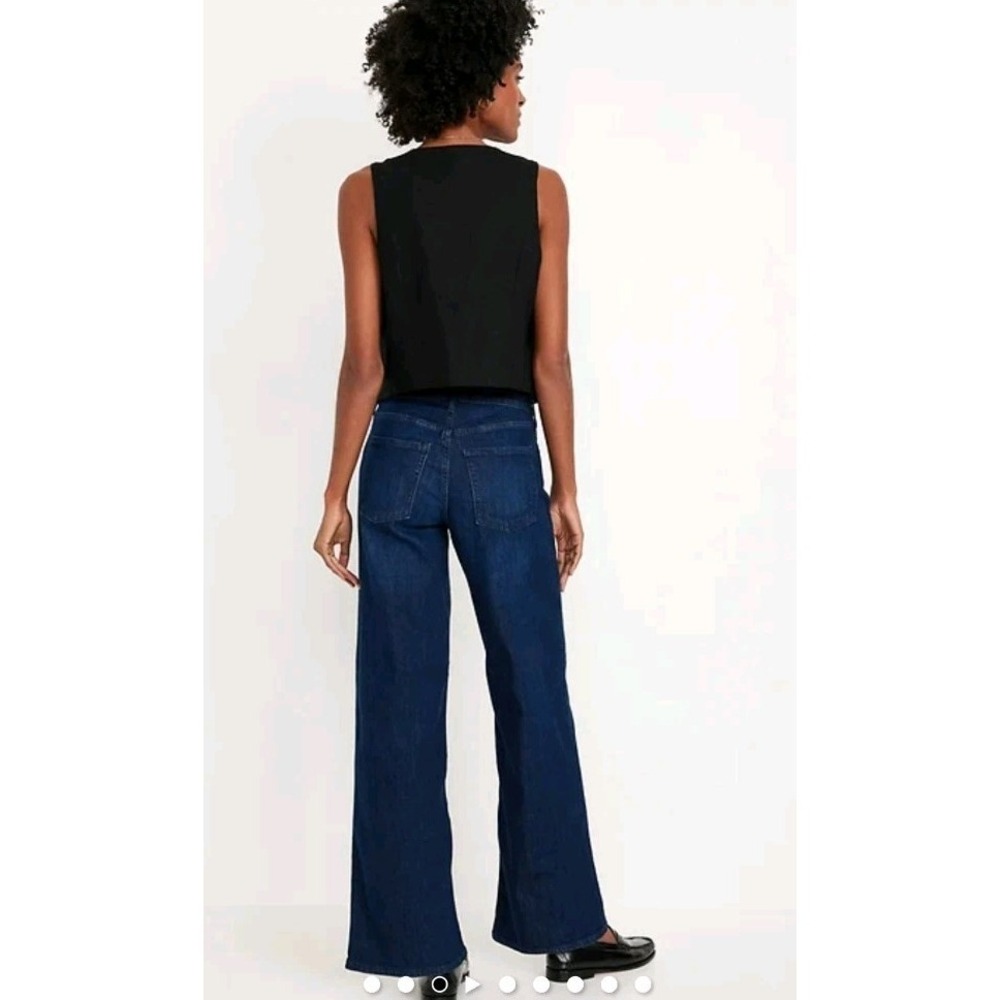 Women's 8 Jeans, High-rise Wow Wide Leg, Dark Wash, Old Navy - Picture 2 of 9